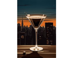 Espresso Martini Poster - Cocktail - Koffiebonen - Stad - Drank - Esma - Terras - Horeca - posters - formaat 60x90cm - Wanddecoratie - 1833YR