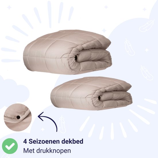 Foto: Zelesta wonderbed 4 seizoenen taupe 140x200cm dekbed voor het hele jaar 30 dagen proefslapen bedrukt dekbed wasbaar dekbed zonder overtrek tweedelig met drukknopen