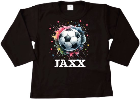 Shirt kind - Naam - Sport - Voetbal Kleuren spetters - Kinder shirt met lange mouwen - Voetbal shirt met naam - Maat 62