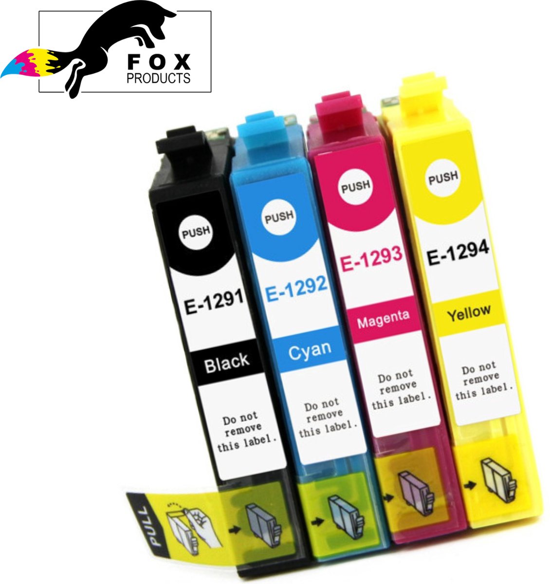 FoxProducts® 1295xl T1295 - 4 stuks T1291, T1292, T1293, T1294 cartridge - geschikt voor Epson Stylus SX230, SX235, SX420, SX425, SX430, SX435, SX438, SX440, SX445, SX535, SX620, Stylus Office B42WD, BX305, BX320, BX525,BX625, BX630