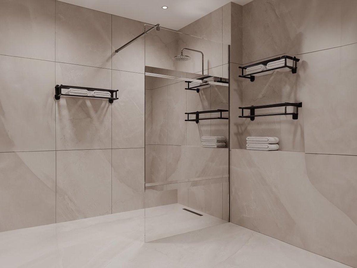 Shower & Design Italiaanse douchewand mat zwart met spiegeleffect - 120 x 200 cm - ZENADO L 120 cm x H 200 cm x D 0.06 cm