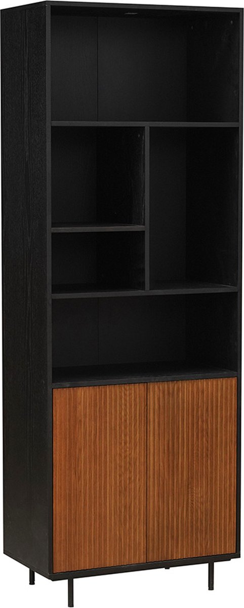 Bronx71® Wandkast Bradley zwart/rustiek eiken 80x220 cm