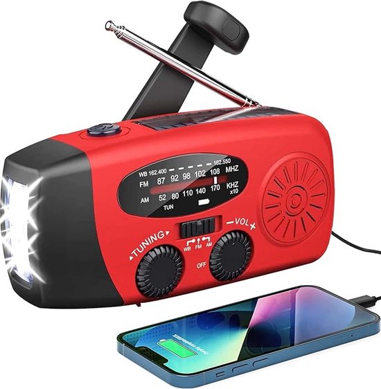 Nexvex® Pulse 2X Noodradio Powerbank 20000mAh Solar Zonneenergie Noodpakket Survival Kit Kamperen Militaire Zaklamp Led Oplaadbaar Draagbare Radio Wandelen Leeslamp Nood Kompas Opwindbaar Zonnepaneel Noodrantsoen Groen 1642970759