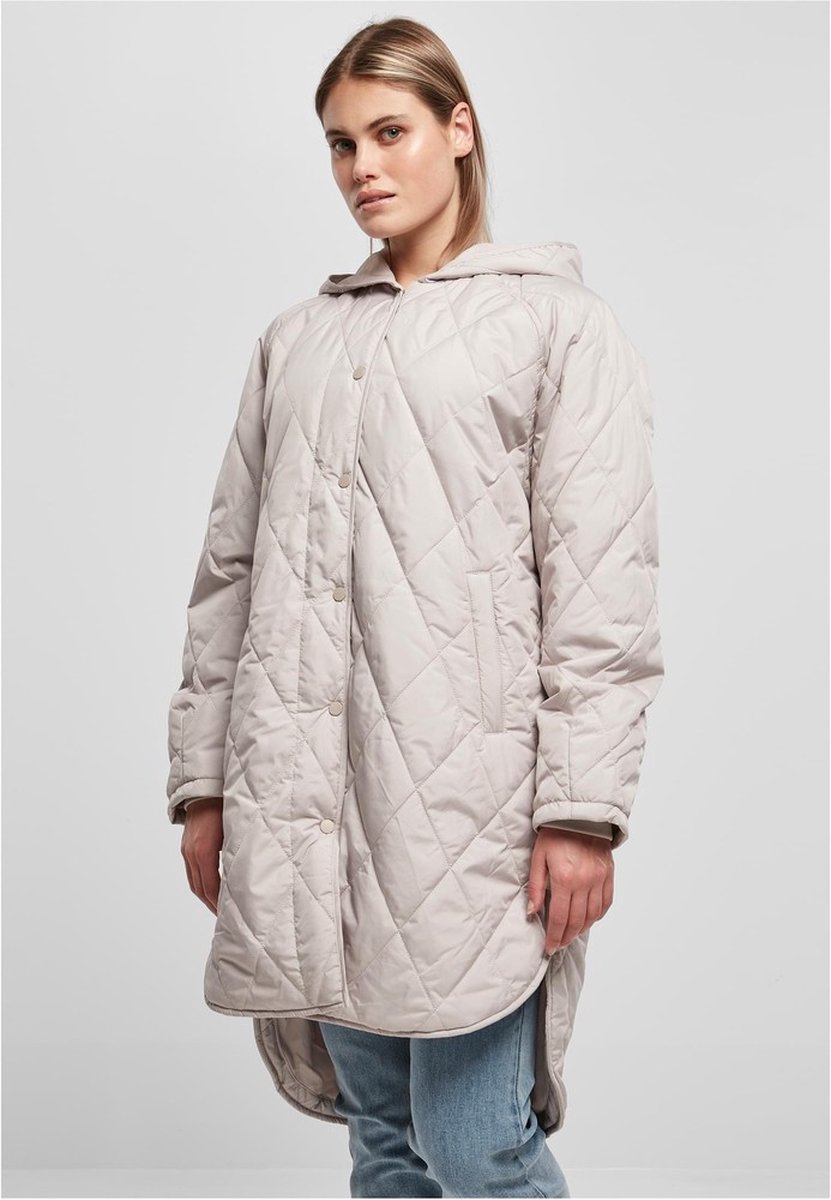 Urban Classics Oversized Diamond Quilted Hooded Winterjas S Grijs