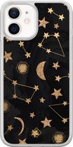 Casimoda® hoesje - Geschikt voor iPhone 12 Mini - Counting The Stars - 2-in-1 case - Schokbestendig - Sterren - Verhoogde randen - Zwart, Transparant