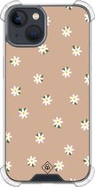 Casimoda® hoesje - Geschikt voor iPhone 13 Mini - Sweet Daisies - Shockproof case - Extra sterk - TPU/polycarbonaat - Bruin/beige, Transparant