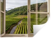 Muurstickers - Sticker Folie - Uitzicht door een raam op een wijngaard - 160x120 cm - Plakfolie - Muurstickers Kinderkamer - Zelfklevend Behang XXL - Zelfklevend behangpapier - Stickerfolie