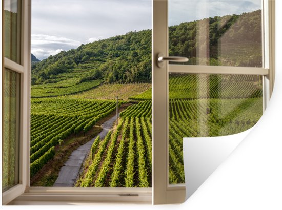 Muurstickers - Sticker Folie - Uitzicht door een raam op een wijngaard - 160x120 cm - Plakfolie - Muurstickers Kinderkamer - Zelfklevend Behang XXL - Zelfklevend behangpapier - Stickerfolie