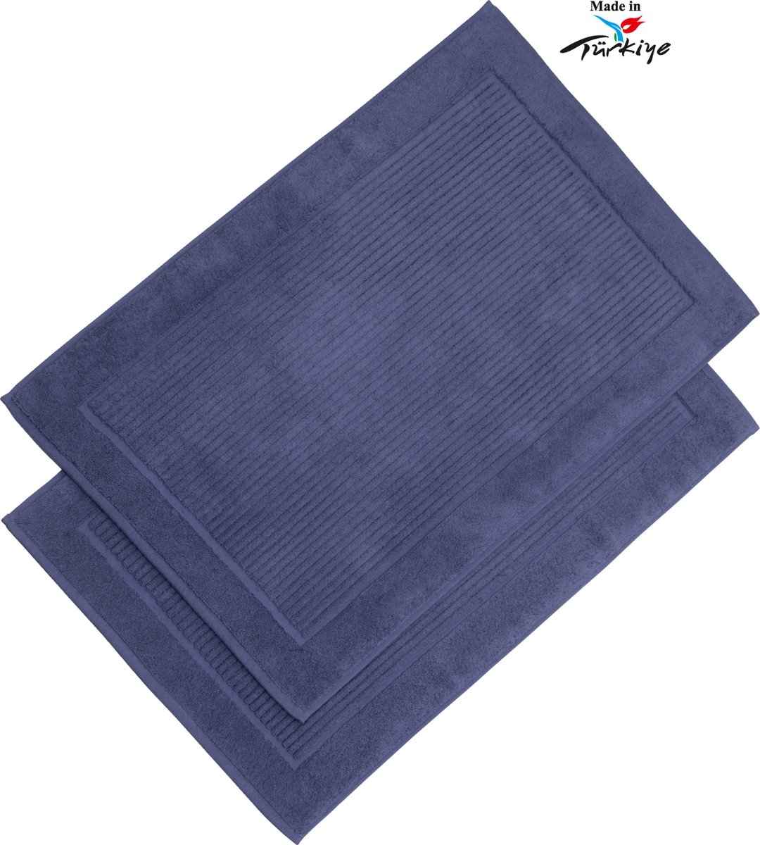 Betully ® - Badkamermat - Badmat 50 x 80cm - Set van 2 - Badmatten - 1000 gr/m2 - Badmat katoen - Badmat Blauw - Badmatten sets -Blauw