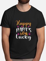Happy Papa's Son Lucky - t-shirt - cadeau - gift - vader - dad - beste vader ter wereld - verjaardag - unisex - vaderdag - best dad in the world - father - liefde - cute.