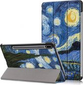 Tablet Hoes geschikt voor de Samsung Galaxy Tab S9 | Book Case met Standaard | Kunstlederen Beschermhoes | Tri-fold | Sterrennacht Print