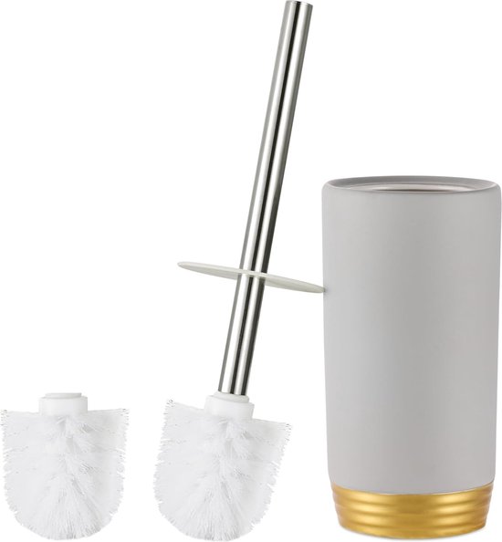 Foto: Toiletborstel en keramische container toiletborstelset toiletborstel keramische houder op de vloer gemonteerde toiletborstelhouder elegante pa toiletborstels met lange steel