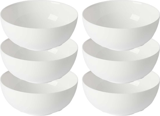 Vivalto Kommetjes/serveer schaaltjes/soepkommen - 6x - Opal - keramiek - D15 x H6 cm - ivoor wit - Stapelbaar