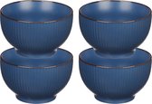 Vivalto Kommetjes/serveer schaaltjes/soepkommen - 4x - Mistique - porselein - D14 x H8 cm - blauw - Stapelbaar