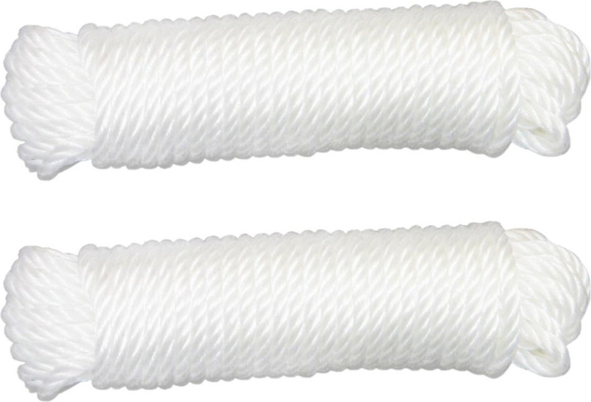 AMIG paracord touw - 2x - 20 meter - D5mm - 110kg - polypropyleen - wit