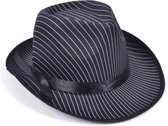 Rubies Carnaval verkleed hoed voor een Maffia/gangster - zwart - polyester - heren/dames - krijtstreep motief