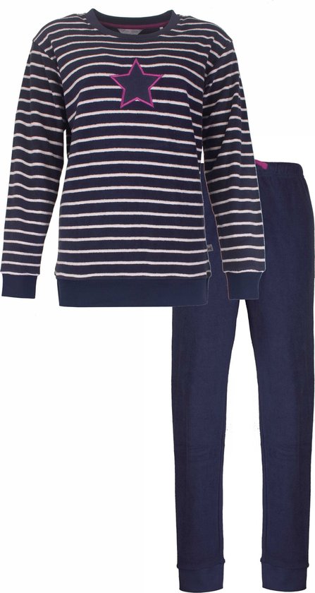 Tenderness- Pyjama Femme - Tissu Éponge - Motif Rayé - Blauw. - Taille XXL