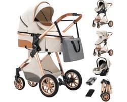 Lunola Nova - Kinderwagen 3-in-1 - incl. autostoel - 0-20kg - XXL - Multifunctionele Buggy 3in1 - Incl extra matrasje - Wit