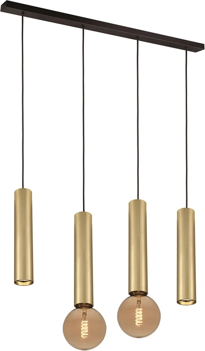 Fantasia Taboro hanglamp 4-lichts zwart en geborsteld goud