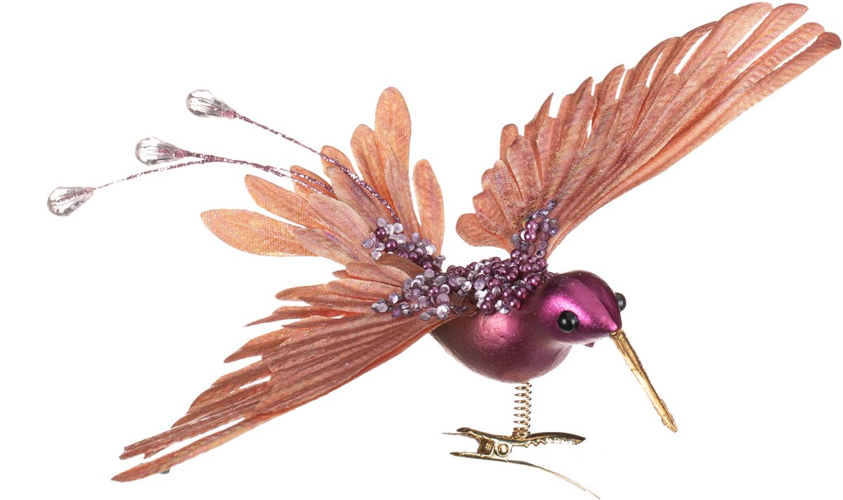 Goodwill M&G Kerstboomversiering - Kolibrie op Clip - set van 2 - roze - 18cm
