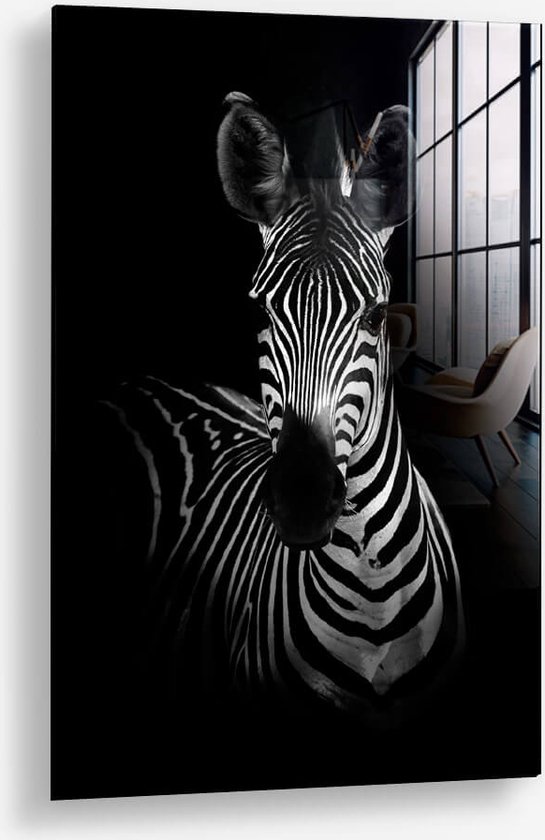 Wallfield™ - The Zebra | Glasschilderij | Gehard glas | | Magnetisch Ophangsysteem