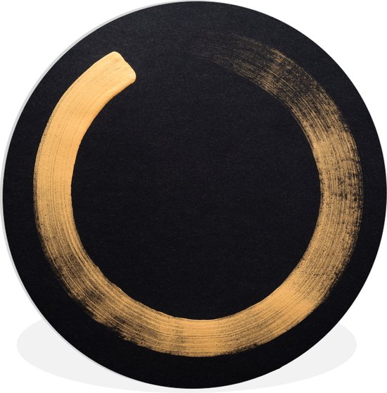 WallCircle - Wandcirkel ⌀ 30 - Gouden cirkel op een donkere achtergrond - Ronde schilderijen woonkamer - Wandbord rond - Muurdecoratie cirkel - Kamer decoratie binnen - Wanddecoratie muurcirkel - Woonaccessoires