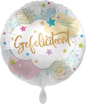 Everloon - Folieballon - Gefeliciteerd Ster Wolk - Rond - 43cm