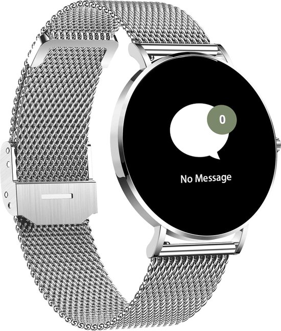 XCOAST Design Dames / Heren - Smartwatch - SIONA 2 - Topaz Zilver - Metalen armband