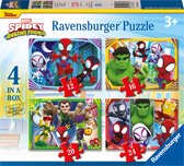 Ravensburger Spidey and his Amazing Friends 4in1box puzzel - 12+16+20+24 stukjes - kinderpuzzel