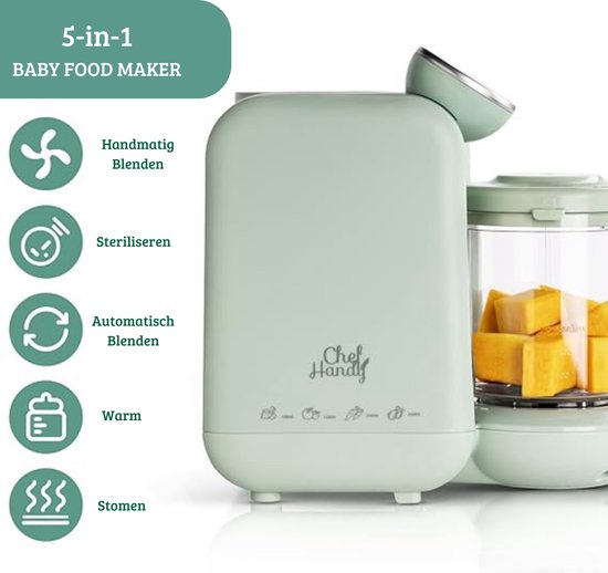 5-in-1 Multifunctionele Baby Stomer - Babymoov - Blender - Foodprocessor - Food Maker - Flessenwarmer - Compact Design - Incl Gratis Babyrecepten - Mint van Babymoov — afbeelding 3