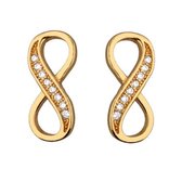 Goud Oorbellen Dames - Infinity Oorbellen Zirconia - Oorbellen goudkleurig - oorbellen dames - Amona Jewelry