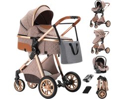 Lunola Nova - Kinderwagen 3-in-1 - incl. autostoel - 0-20kg - XXL - Multifunctionele Buggy 3in1 - Khaki - Inclusief onderhoudskit