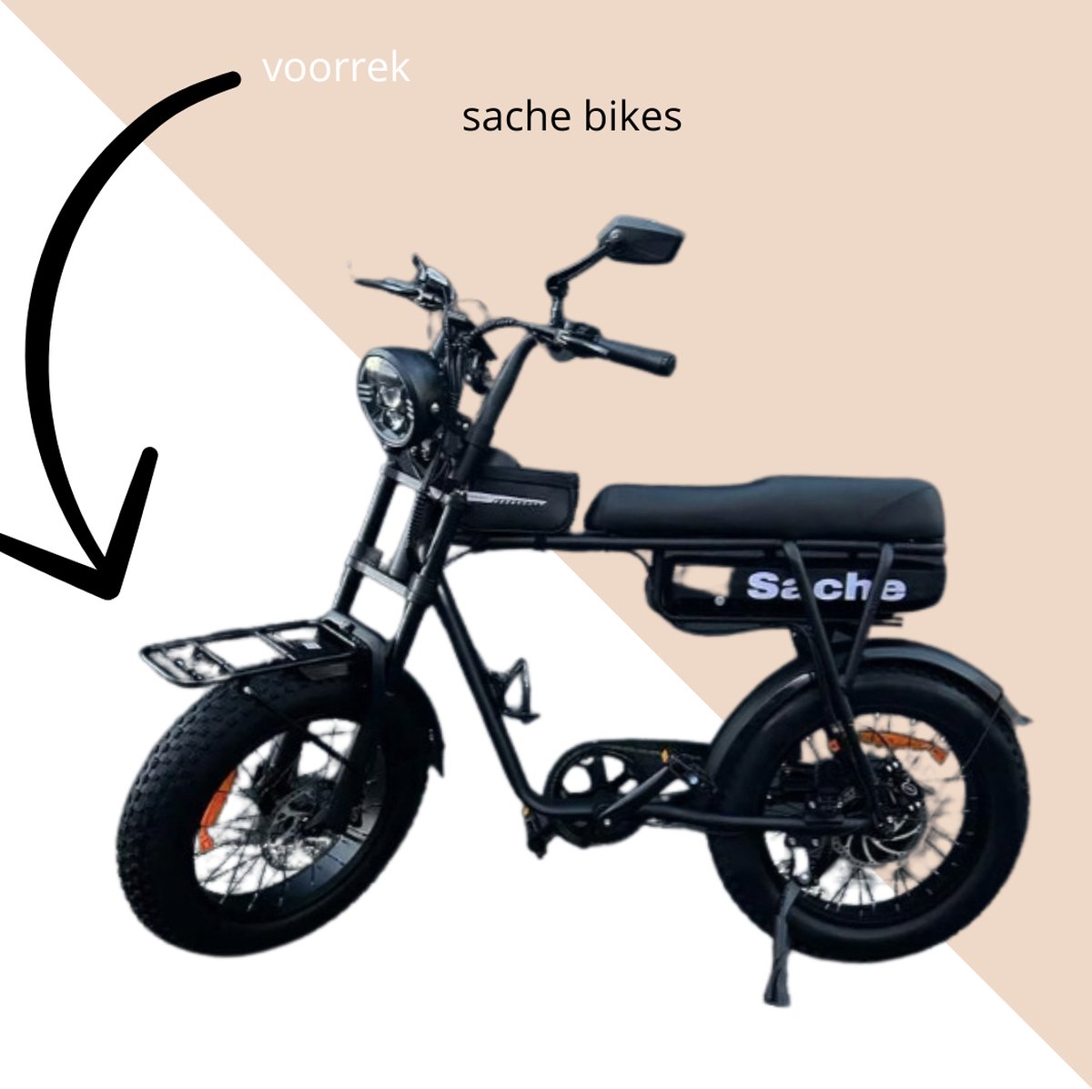 Fatbike Voorrek - voordrager - EB2 - EB3 - EB8 - V8 - H9 - V20 PAST OP ALLE FATBIKE MERKEN - ZEER STEVIG - pre-stretch | Sache Bikes - Sache Bikes