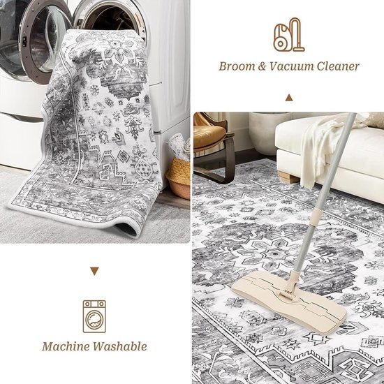 Machinewasbare vloerkleden voor woonkamer, 120 x 160 cm, niet pluizende vloerkleden