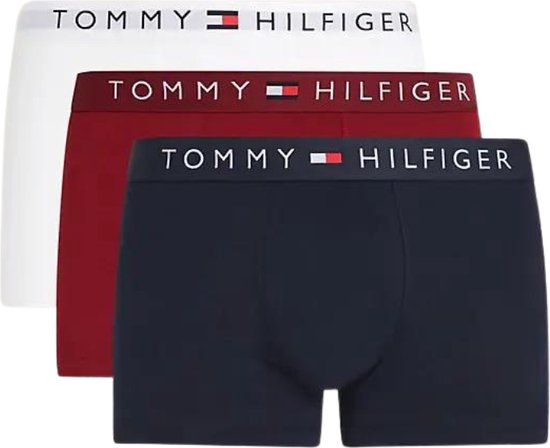 Sous-vêtements pour hommes Tommy Hilfiger 3P Trunk Web - Blauw/ Wit/ Rouge - Taille XXL
