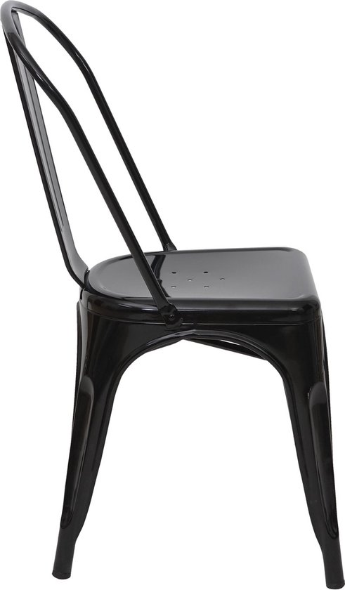 Stoel MCW-A73, bistrostoel stapelbare stoel, metalen industrieel ontwerp stapelbaar ~ zwart