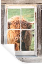 Stickers muraux - Highlander écossais - Fenêtre - Bois - Voir à travers - 40x60 cm - Feuille adhésive
