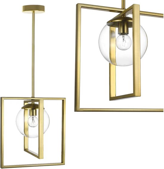 1-lichts helder glazen luxe hanglamp geborsteld brons - moderne goud hanglamp - design woonkamer plafondlamp - interieur hangende lamp - perfecte hanglamp voor in de keuken