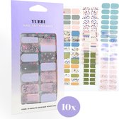 YUBBI Nail Art Nagel Stickers - Nail Wraps - Stencils - Zelfklevend - 10 Vellen - Pastel Assortiment