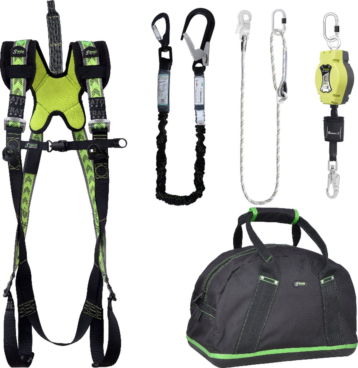 Kratos complete set valbeveiliging standaard - Valstopblok - Elastische leeflijn - Werkpositielijn 2m - Maat S-L