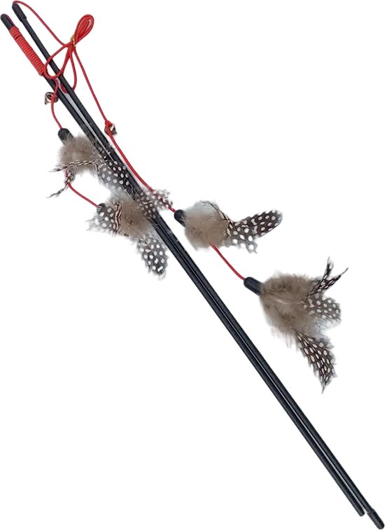 Diawell Kattenhengel met bel, hengel, speelhengel voor katten, kattenspeelgoed, vis
