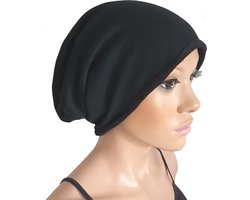 Chemomuts beanie muts bij haarverlies van katoen kleur zwart