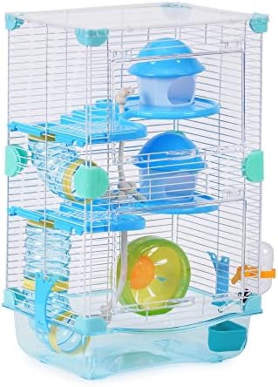 Hamsterkooi - Hamster kooi - Hamster bodembedekking - ‎27 x 20,5 x 47 cm - Blauw
