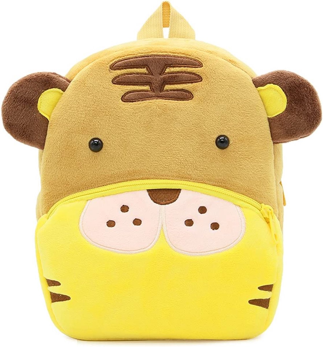 BoefieBoef Tijger Kinder Rugzak - Zacht Pluche Peuter-Kleuter Dieren Rugtas - Lengte 80-120 cm 0-5 jaar - Ergonomisch & Wasbaar - Baby Backpack - Jongen of Meisje - Cadeau Verjaardag, Sinterklaas & Kerst - Gymtas, Schooltas, Boekentas & BSO - Geel