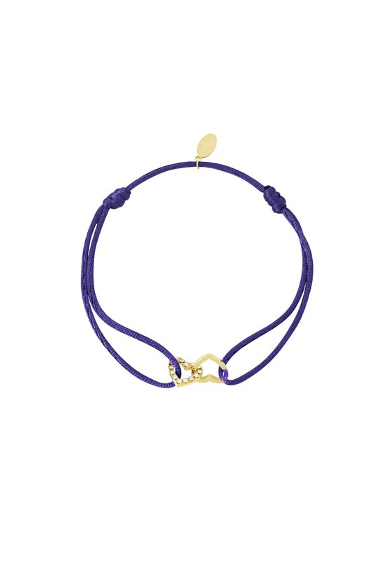 Satin bracelet connected heart - Armband - dark blue - Blauw- Yehwang - hart