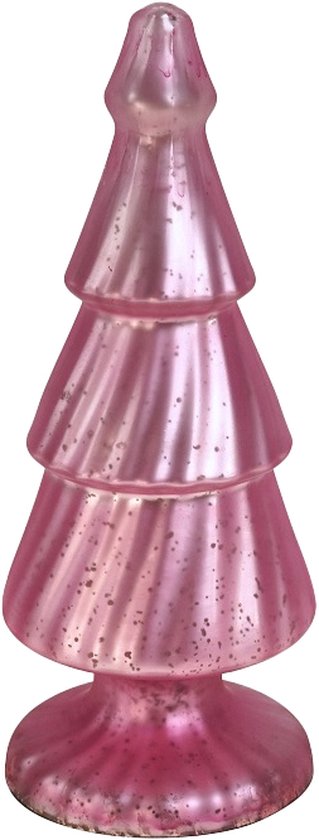 Vivi! Statue de Noël - Sapin de Noël en Verres - verre - rose mat - 25cm
