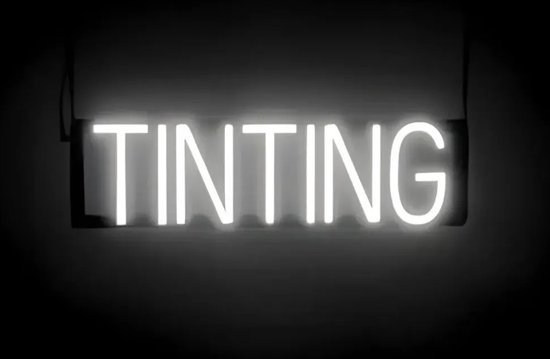 TINTING - Lichtreclame Neon LED bord verlicht | SpellBrite | 58 x 16 cm | 6 Dimstanden - 8 Lichtanimaties | Reclamebord neon verlichting