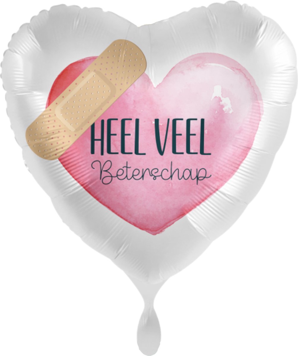 Everloon - Folieballon - Heel veel beterschap - hart - 43cm
