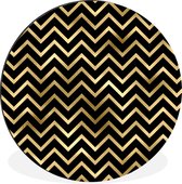 WallCircle - Wandcirkel - Muurcirkel - Patronen - Lijn - Goud - Aluminium - Dibond - ⌀ 140 cm - Binnen en Buiten
