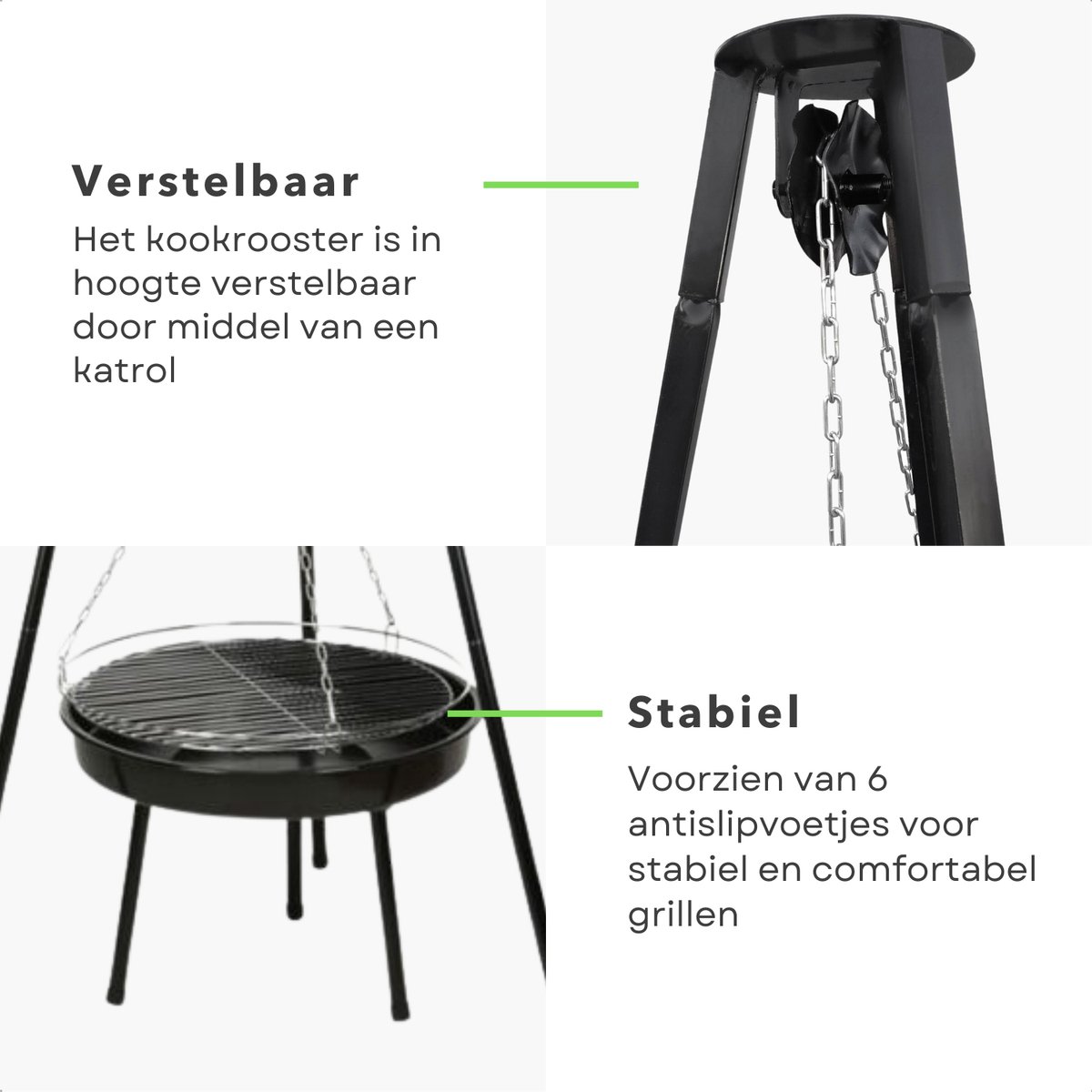 La Hacienda Driepoot met grillrooster (172 cm) - Driepoot BBQ - Driepoot Vuurschaal - Vuurschaal BBQ - Buitenkeuken Barbeque - Incl. grillrooster 65 cm -128 x 108 x 172 cm